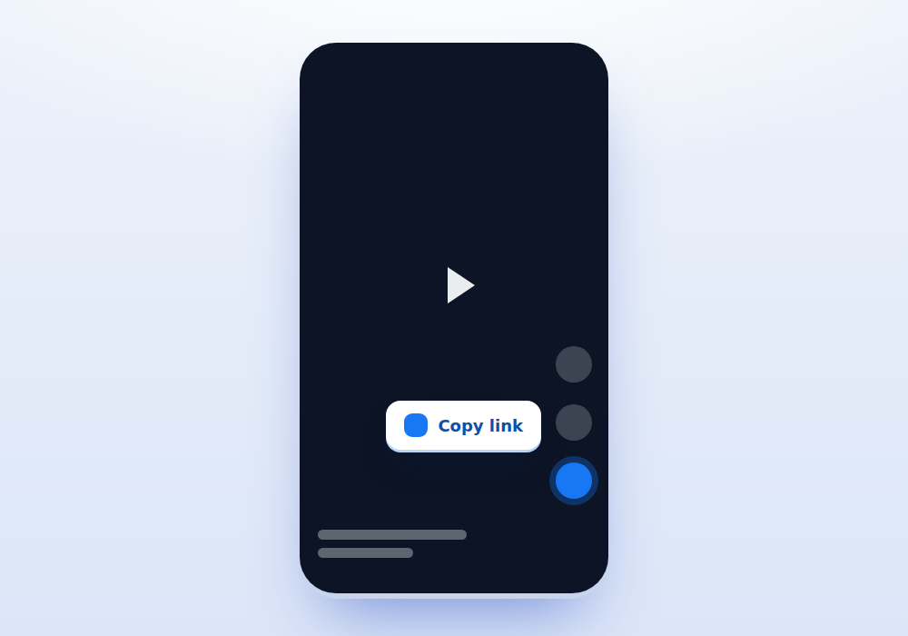Copying a reel link in the Facebook app for the Facebook Reels downloader
