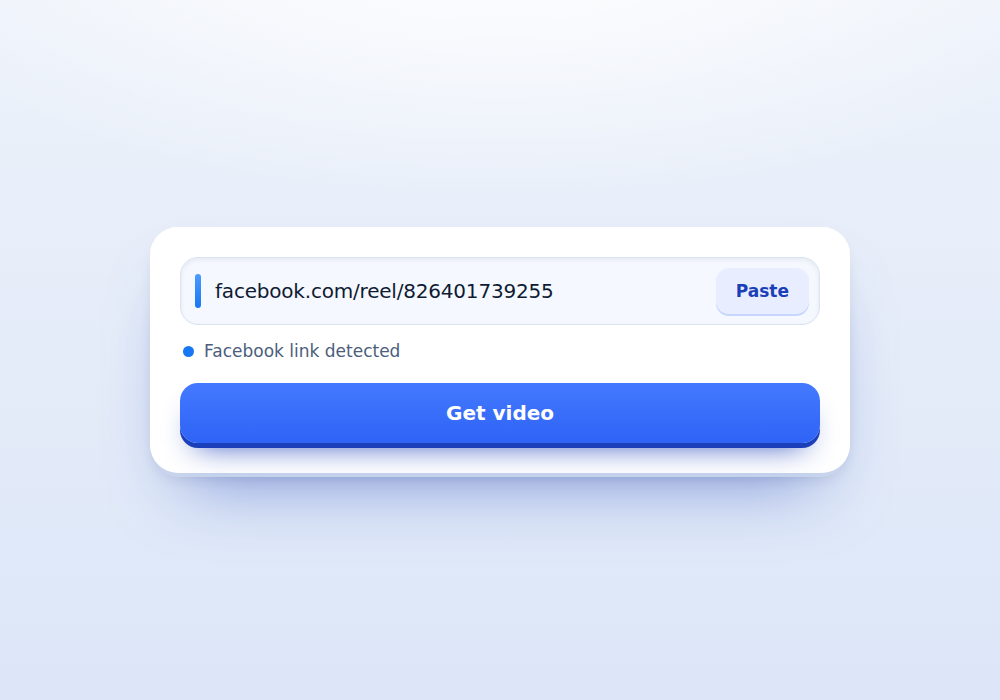 Pasting a reel link into the Facebook Reels downloader box