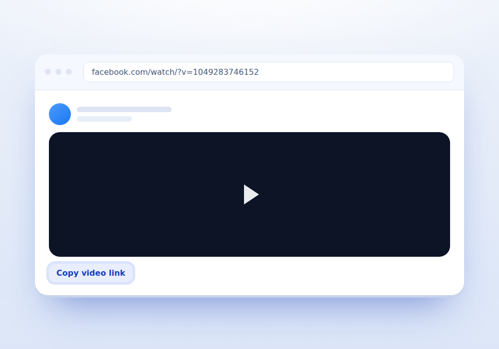 Copying a Facebook video link from the browser for the Facebook video downloader