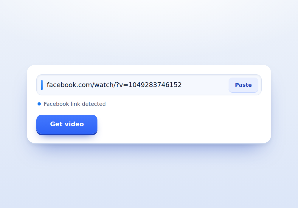 Pasting a Facebook link into the Facebook video downloader box