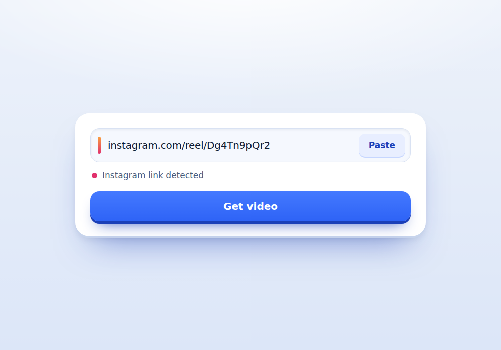 Pasting a Reel link into the Instagram Reels downloader box