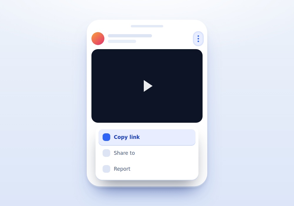 Copying an Instagram post link in the app to use in the Instagram video downloader