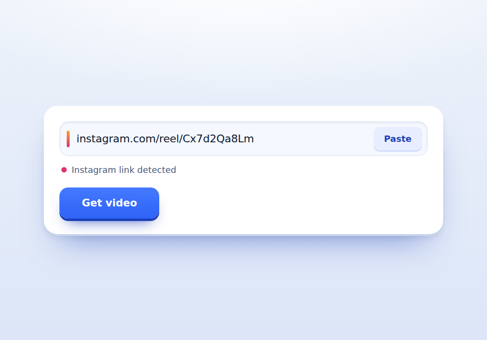 Pasting an Instagram link into the Instagram video downloader box